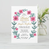 Fink Floral Wreath Bridal Shower Kaart (Staand voorkant)
