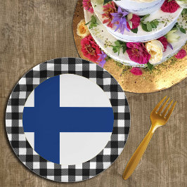 Finland Bord, buffelpleister en Finse vlag Papieren Bordje