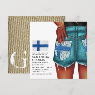 Finland Denim Girl Afstudeerfeest Uitnodiging