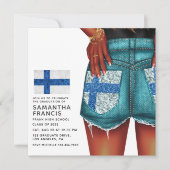 Finland Denim Meisje Afsluitingsfeest Uitnodiging (Voorkant)