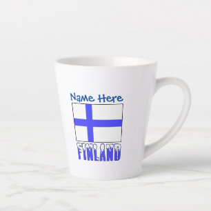 Finland en Finse Vlag Blauw Personalisatie  Latte Mok