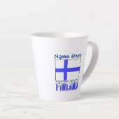 Finland en Finse vlag Blauwe Personalisatie Latte Mok (Rechterhoek)