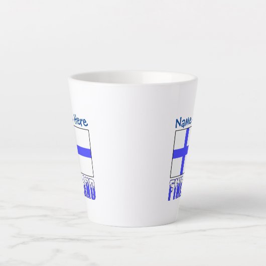 Finland en Finse vlag Blauwe Personalisatie Latte Mok (Voorkant)