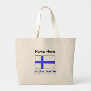 Finland en Finse Vlag Gepersonaliseerd Grote Tote Bag