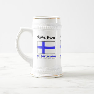 Finland en gepersonaliseerde Finse vlag  Bierpul