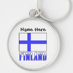 Finland en vlag van Finland Persoonlijk gemaakt  Sleutelhanger