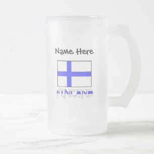 Finland en vlag van Finland Persoonlijk Matglas Bierpul
