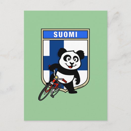 Finland Fietsen Panda Briefkaart (Voorkant)