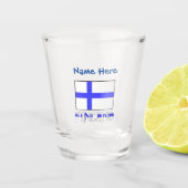 Finland Finse vlag Blauw gepersonaliseerd Shot Glas (Voorkant)