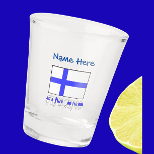 Finland Finse Vlag Blauw Gepersonaliseerd Shot Glas