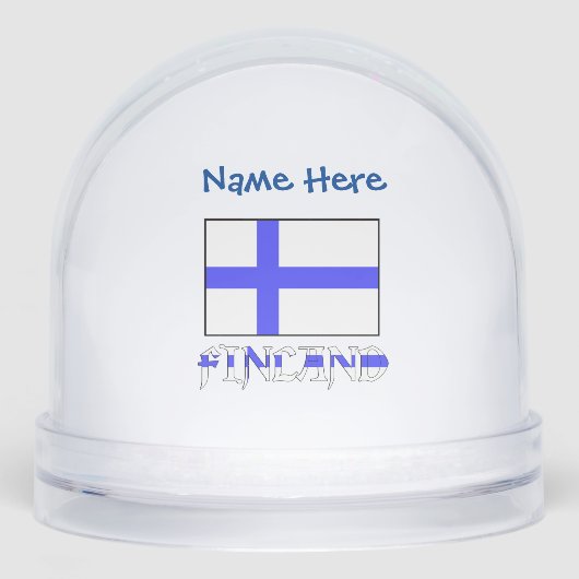 Finland Finse vlag Blauw gepersonaliseerd Sneeuwbol (Voorkant)