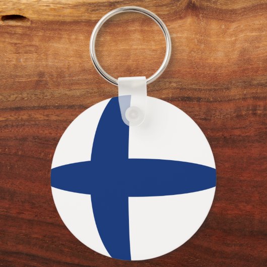 Finland Fisheye Flag Sleutelhanger (Voorkant)