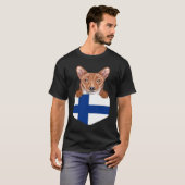Finland Flag Basenji Dog In Pocket T-shirt (Voorkant volledig)