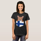 Finland Flag Basenji Dog In Pocket T-shirt (Voorkant volledig)