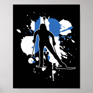 Finland Flag Biathlonist - Finse Biathlon Poster