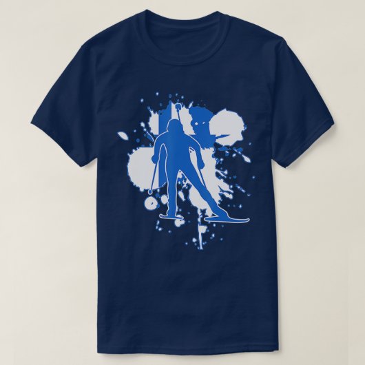 Finland Flag Biathlonist - Finse Biathlon T-shirt (Design voorkant)