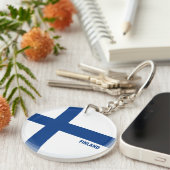 Finland Flag Charming Patriotic Sleutelhanger (Voorkant Rechts)