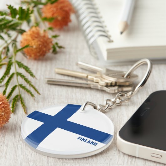 Finland Flag Charming Patriotic Sleutelhanger (Voorkant Rechts)