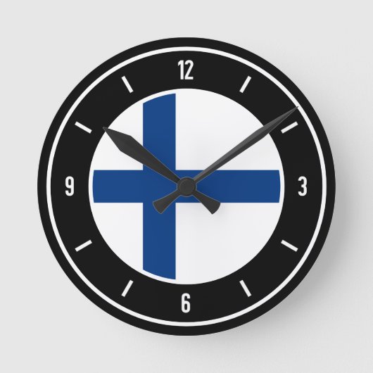 Finland Flag Elegant Ronde Klok (Voorkant)
