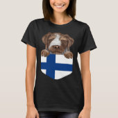 Finland Flag German Wirehaired Pointer Dog In Pock T-shirt (Voorkant)