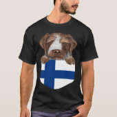 Finland Flag German Wirehaired Pointer Dog In Pock T-shirt (Voorkant)