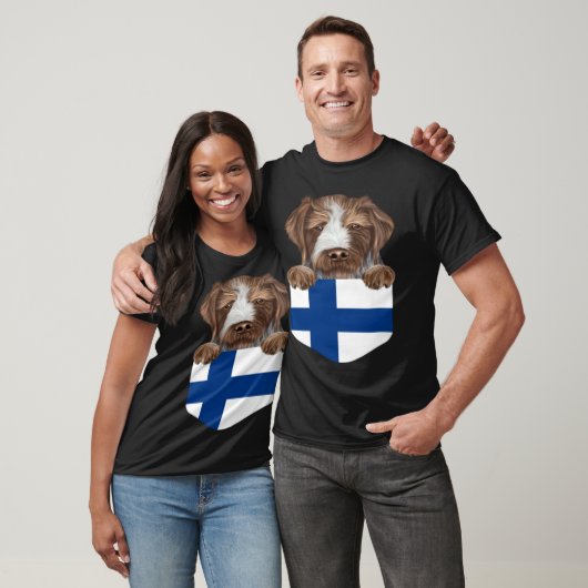 Finland Flag German Wirehaired Pointer Dog In Pock T-shirt (Unisex)