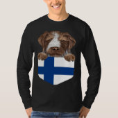 Finland Flag German Wirehaired Pointer Dog In Pock T-shirt (Voorkant)
