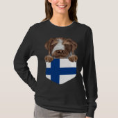 Finland Flag German Wirehaired Pointer Dog In Pock T-shirt (Voorkant)