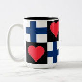 Finland Flag Heart Patriottic Finse Pride Tweekleurige Koffiemok (Links)