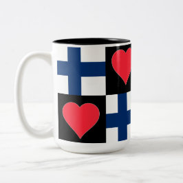 Finland Flag Heart Patriottic Finse Pride Tweekleurige Koffiemok