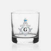 Finland freemasonry sign whisky glas (Voorkant)