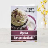 Finland Gelukkige verjaardag in het Fins Kaart (Gele Bloem)