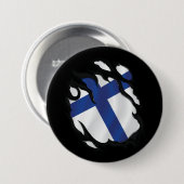 Finland Gescheurde Vlag Ronde Button 7,6 Cm (Voorkant /achterkant)