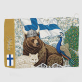 Finland Golf, Monogram, Viking Beer, Arctic Fox Golfhanddoek (Horizontaal)
