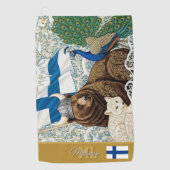 Finland Golf, Monogram, Viking Beer, Arctic Fox Golfhanddoek (Voorkant)