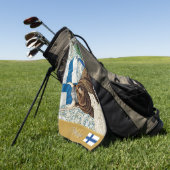 Finland Golf, Monogram, Viking Beer, Arctic Fox Golfhanddoek (Groen)