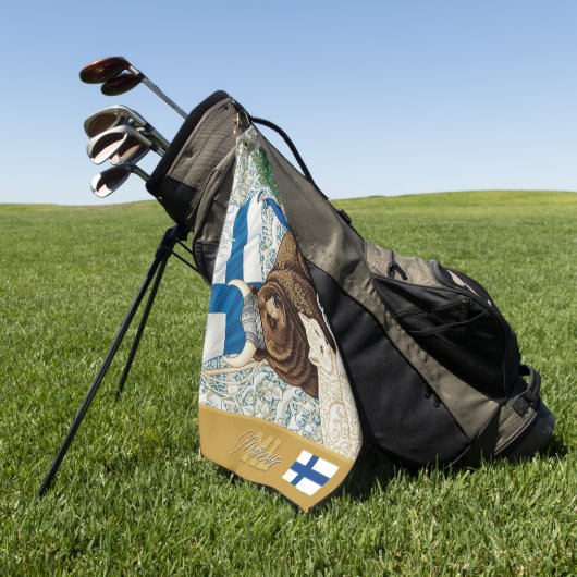 Finland Golf, Monogram, Viking Beer, Arctic Fox Golfhanddoek (Groen)