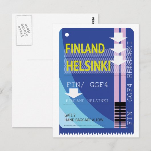 Finland Helsinki reisbiljet Briefkaart (Voorkant / Achterkant)