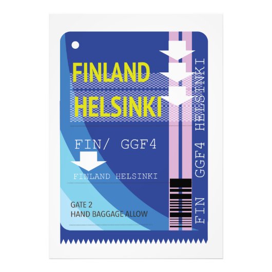 Finland Helsinki reisbiljet Foto Afdruk (Voorkant)