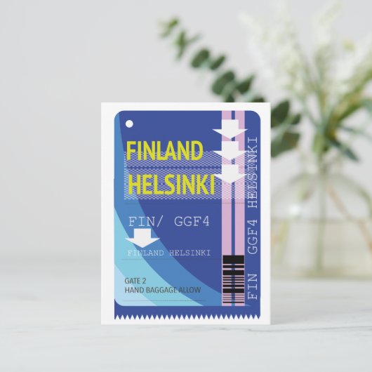Finland Helsinki-reisticket Briefkaart (Staand voorkant)