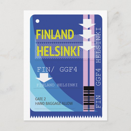 Finland Helsinki-reisticket Briefkaart (Voorkant)