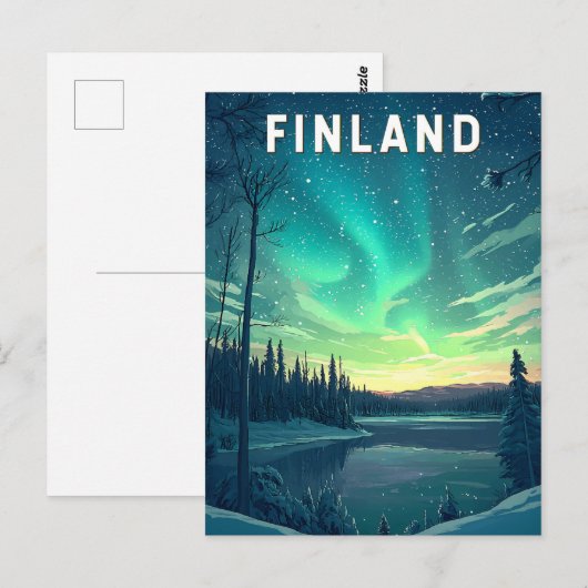 Finland Illustratie Reizen Art Vintage Briefkaart (Voorkant / Achterkant)