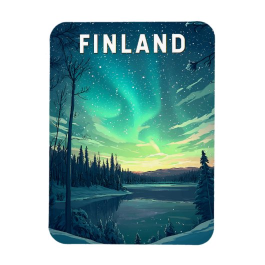 Finland Illustratie Reizen Art Vintage Magneet (Verticaal)