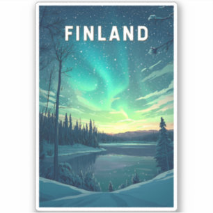 Finland Illustratie Reizen Art Vintage Sticker