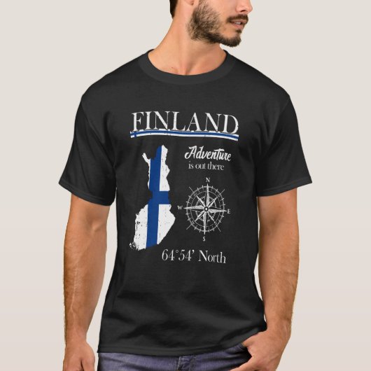 Finland is een avontuur in de Suomi Finse vlag T-shirt (Voorkant)