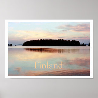 Finland (Island Sunset) Poster met Text