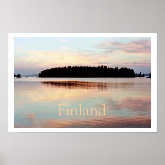 Finland (Island Sunset) Poster met Text (Voorkant)