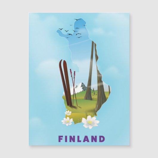 Finland kaart geïllustreerde reisposter (Voorkant)