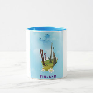 Finland kaart geïllustreerde reisposter mok