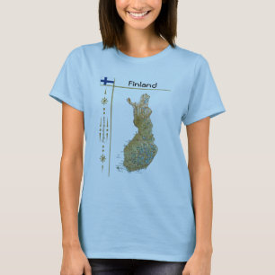 Finland Kaart + Vlag + Titel T-shirt
